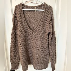 Free People brown crochet oversized Sweater